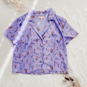 Re:named Lilac Floral Button Down Blouse